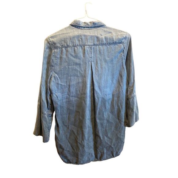 ✨Anthropologie Chambray Button Down Hi/Low Hem Denim Sz Small Shirt✨ - Picture 4 of 11